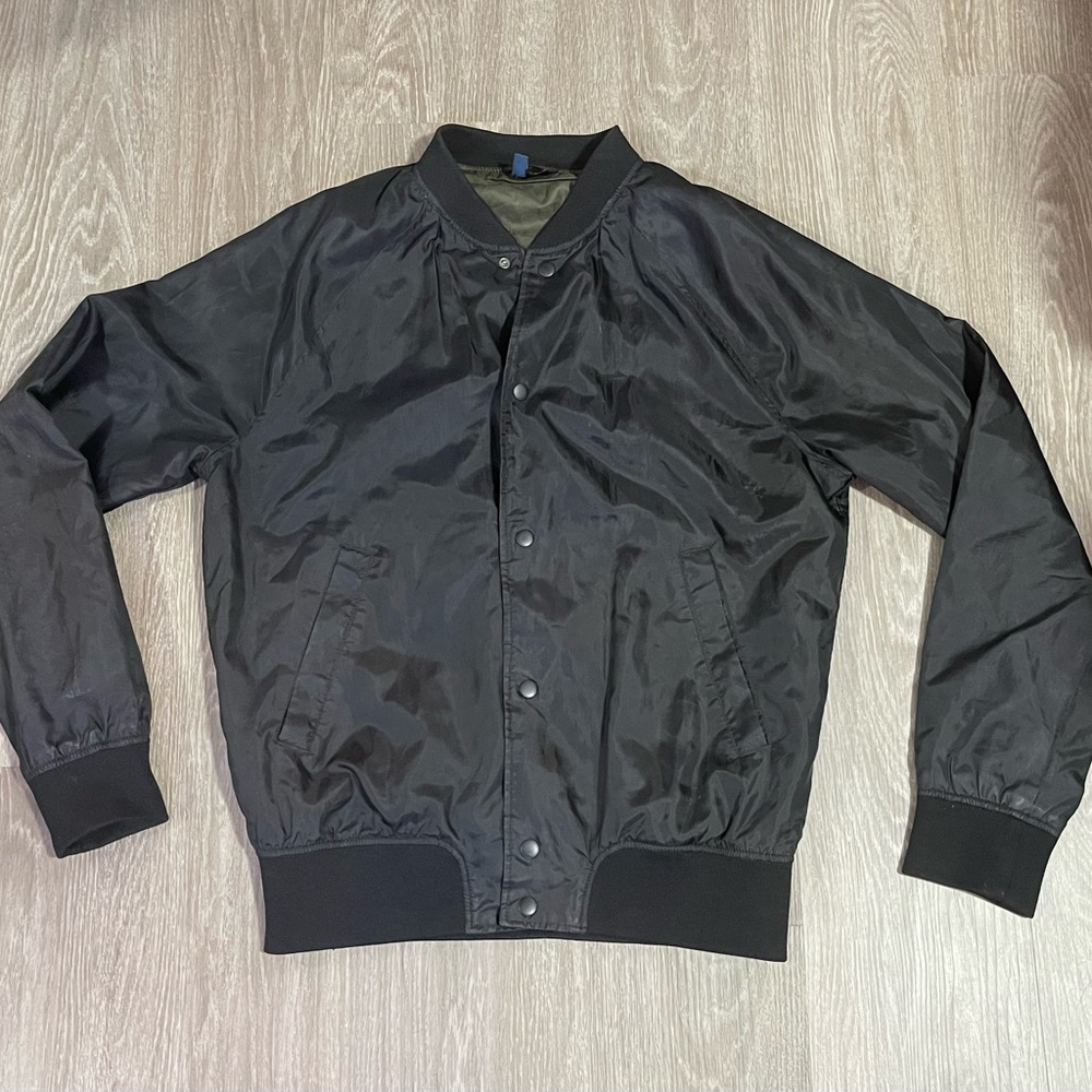 H&M Divided Black Nylon Lightweight Bomber Jacket Sz. M